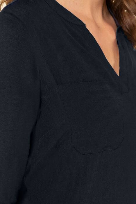 Bluse, Gummisaum, Stehkragen, 3/4-Arm