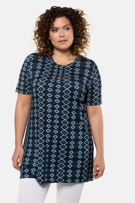 Diamond Stripe A-line Fit Stretch Knit Tunic
