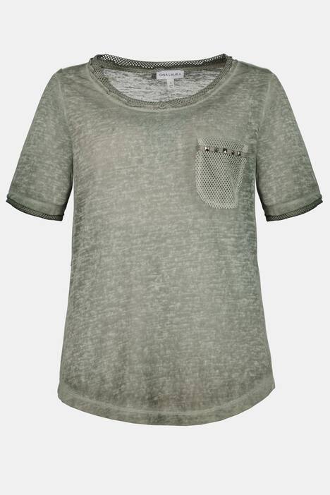 T-Shirt, Mesh-Details, Oversized, hinten länger