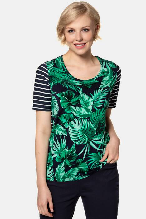 T-Shirt, Palmenmuster, Ringel