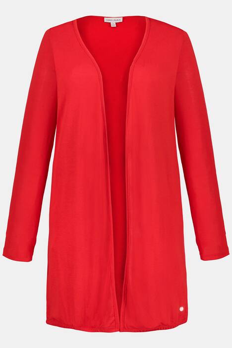 Sweatjacke, offene, lange Form, Elastiksaum