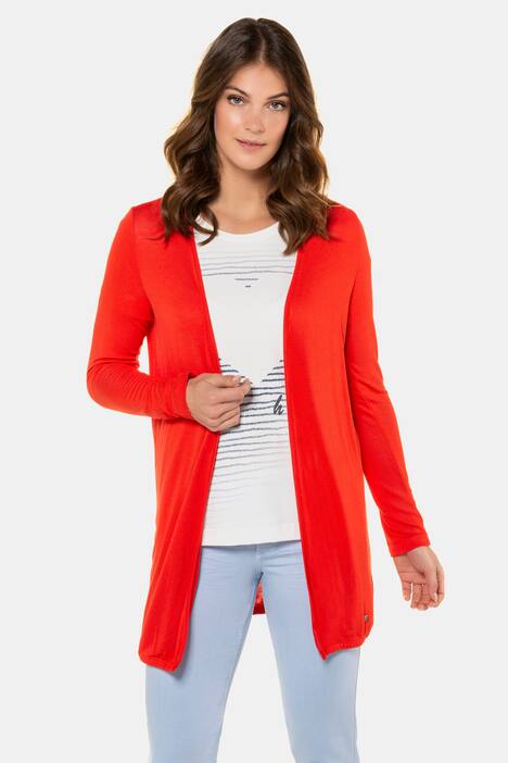 Sweatjacke, offene, lange Form, Elastiksaum
