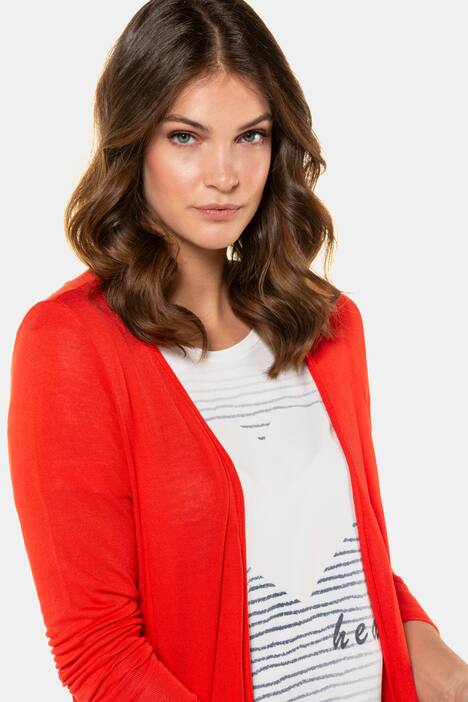 Sweatjacke, offene, lange Form, Elastiksaum