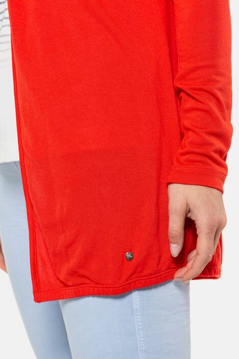 Sweatjacke, offene, lange Form, Elastiksaum