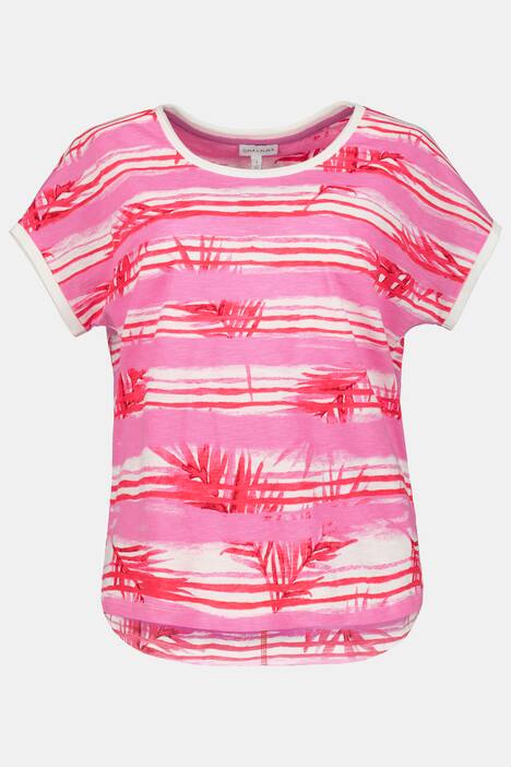 T-Shirt, bedruckte Ringel, oversized, hinten länger