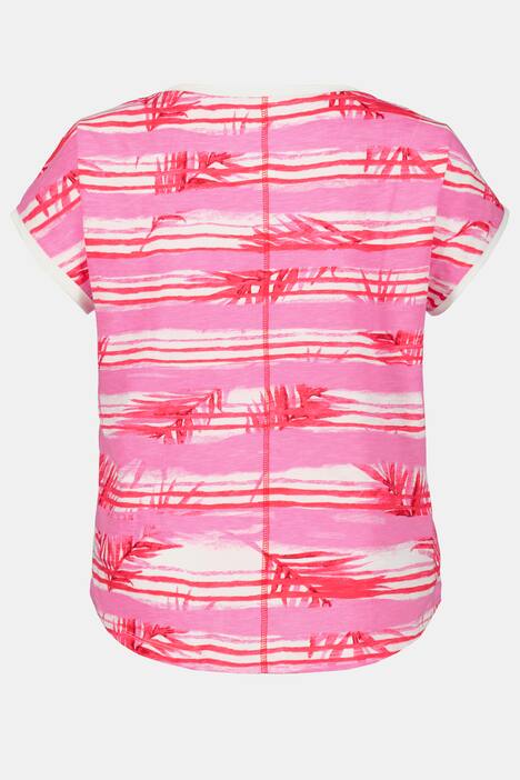 T-Shirt, bedruckte Ringel, oversized, hinten länger