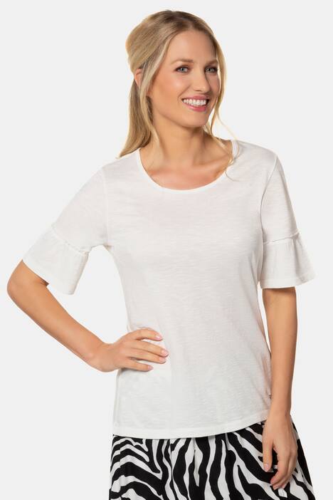 T-Shirt, Volantärmel, Flammjersey