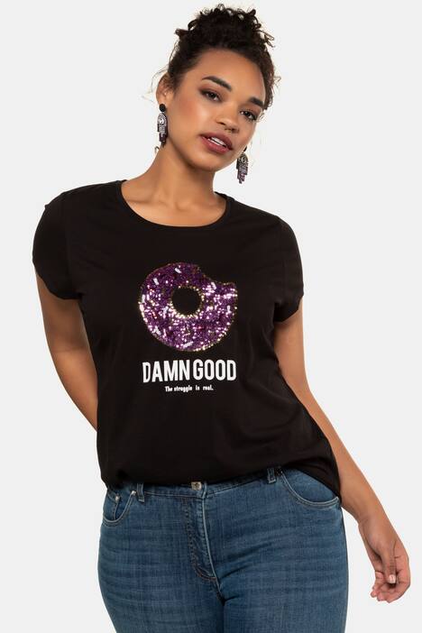 T-Shirt, Glitzer-Donut, kurze Ärmel