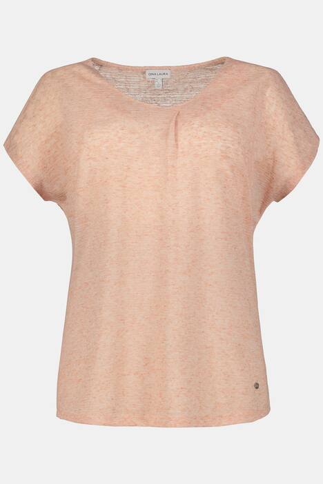 T-Shirt, Zierfalte, V-Ausschnitt