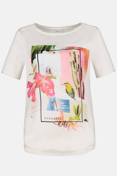 T-Shirt, Blütenmotiv, Rundhalsausschnitt