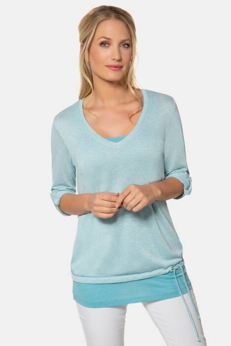 Pullover, Ringel, Saumband, inklusive Top, 3/4-Arm