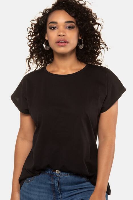 Basic-Shirt, oversized, gerundeter Saum, hinten länger