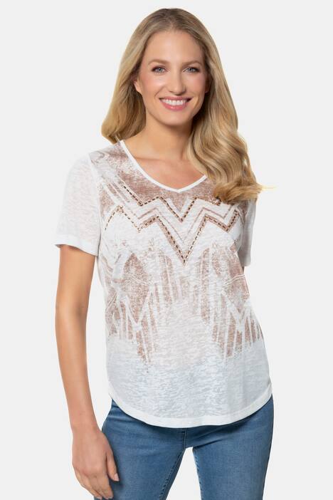 T-Shirt, vorne Zackenmuster, Perlen, Aurbrennerjersey