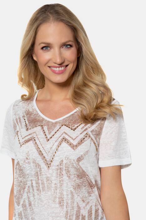 T-Shirt, vorne Zackenmuster, Perlen, Aurbrennerjersey