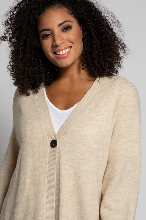 Strickjacke, lange Form, Knopf, extraweich