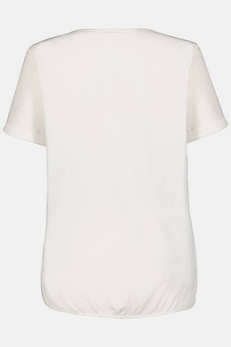 T-Shirt, Blütenmotiv, Glitzer-Ausschnitt, Gummisaum