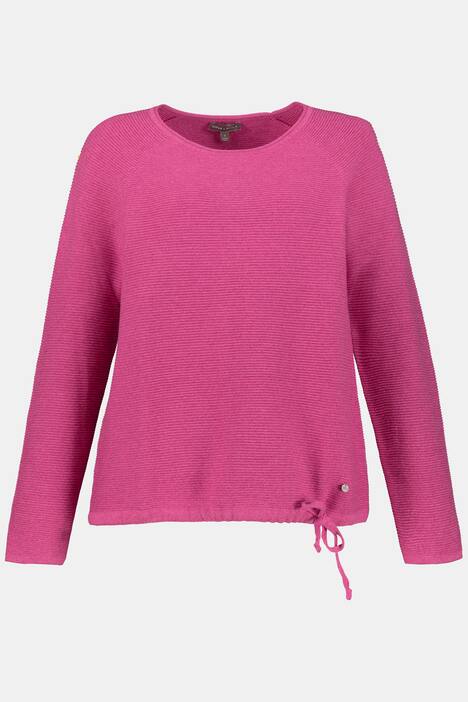 Pullover, Quer-Rippenstrick, Rollkante, Saum-Bindeband