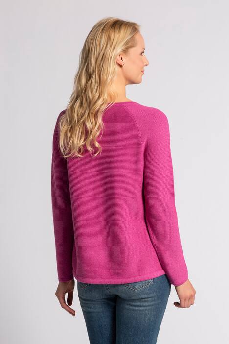 Pullover, Quer-Rippenstrick, Rollkante, Saum-Bindeband
