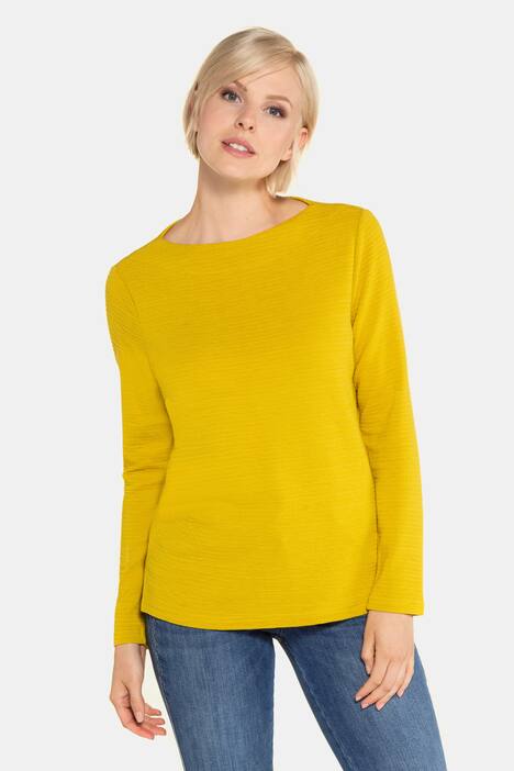 Sweatshirt, Querrippen, U-Boot-Ausschnitt, Langarm