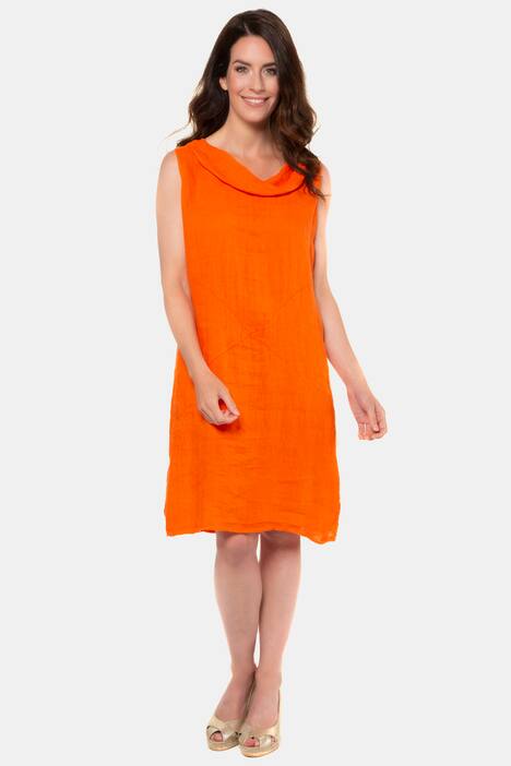 Kleid, reines Leinen, Wasserfallausschnitt, ärmellos