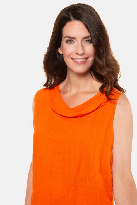 Kleid, reines Leinen, Wasserfallausschnitt, ärmellos