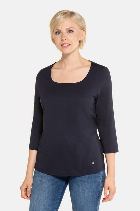 Shirt, Carree-Ausschnitt, 3/4-Arm, Ärmelringel