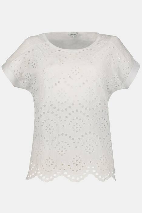 T-Shirt, vorne aus Spitze, Oversized, Jersey-Rücken