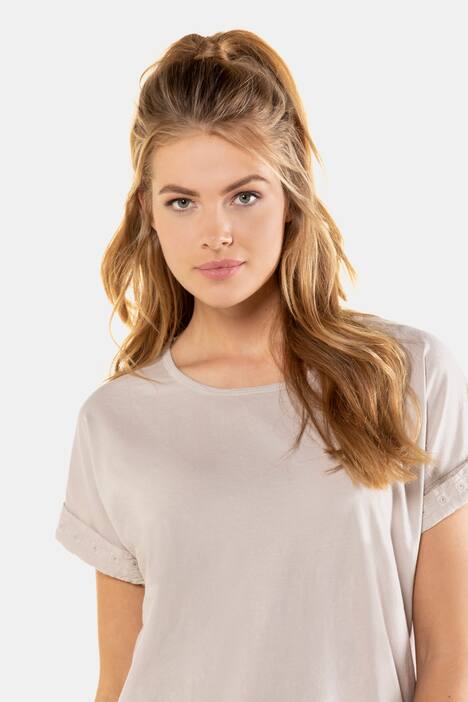T-Shirt, Ärmel-Spitze, Oversized, Gummisaum