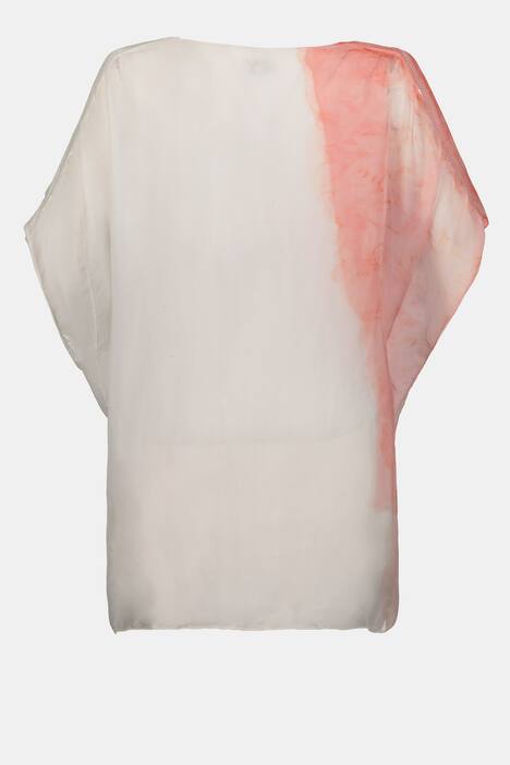 Bluse, XL-Blütenmotiv, außen Seide, innen Jerseytop