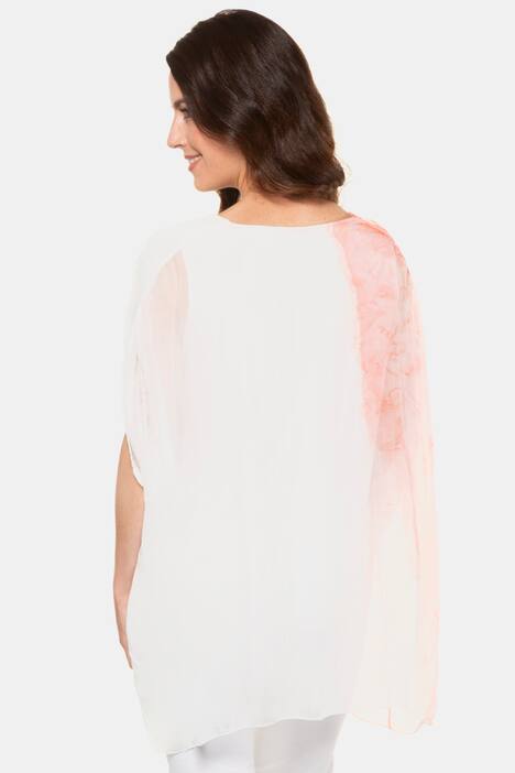 Bluse, XL-Blütenmotiv, außen Seide, innen Jerseytop