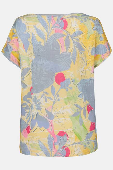 T-Shirt, gemustert, Ärmel oben geschlitzt