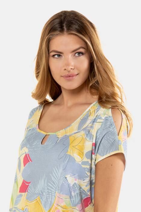 T-Shirt, gemustert, Ärmel oben geschlitzt
