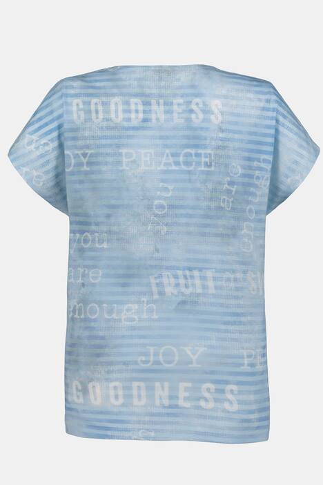 T-Shirt, Ringel/Schrift, vorne Früchte, oversized