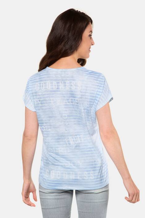 T-Shirt, Ringel/Schrift, vorne Früchte, oversized