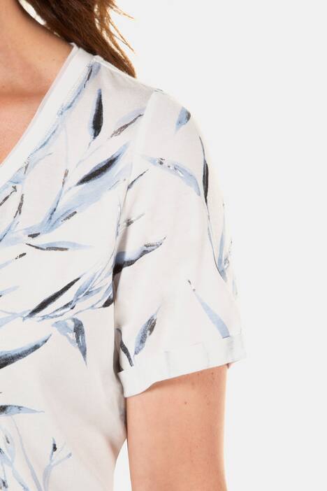 T-Shirt, Bambusmuster, Metallic-Details, Mesh-Kante