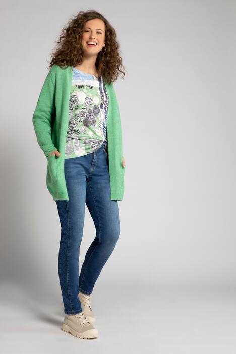 Strickjacke, lange, offene Form, kuschelweich