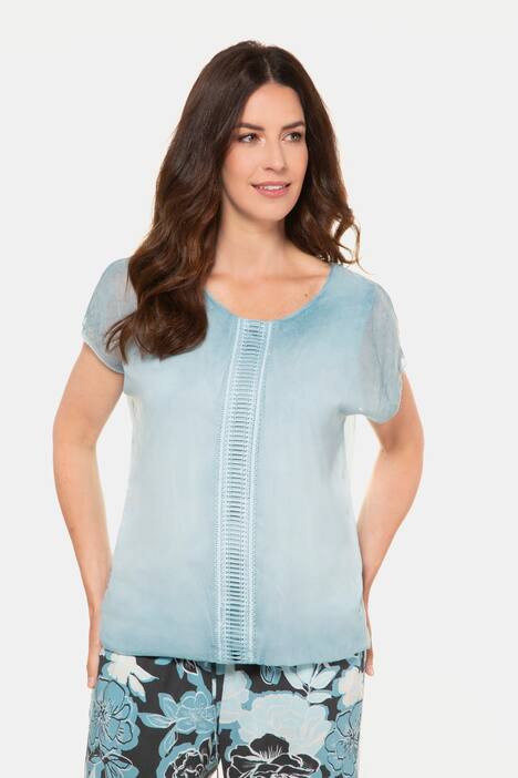 Bluse, doppellagig, Oversized, Chiffon, Jerseytop
