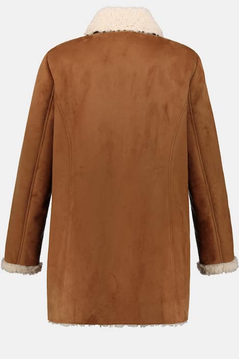 Faux Suede Fur Double Face Sherpa Jacket
