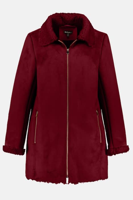 Faux Suede Fur Double Face Sherpa Jacket