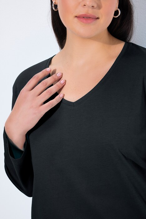 Shirt, V-Ausschnitt, Relaxed, Langarm