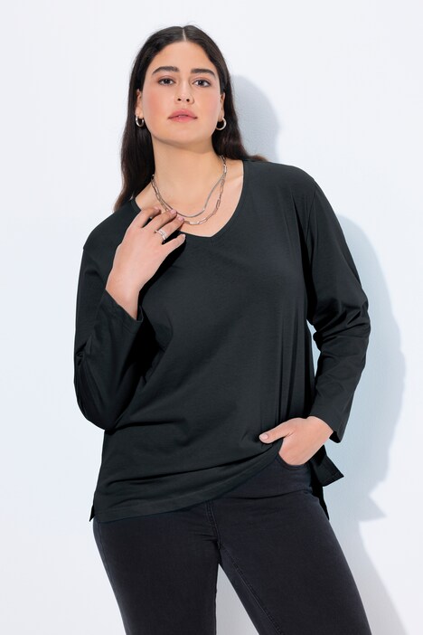 Shirt, V-Ausschnitt, Relaxed, Langarm