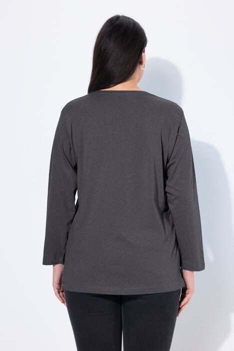 Camiseta, cuello de pico, informal, manga larga