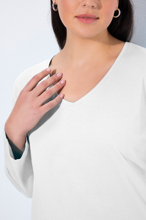 Shirt, V-hals, relaxed, lange mouwen