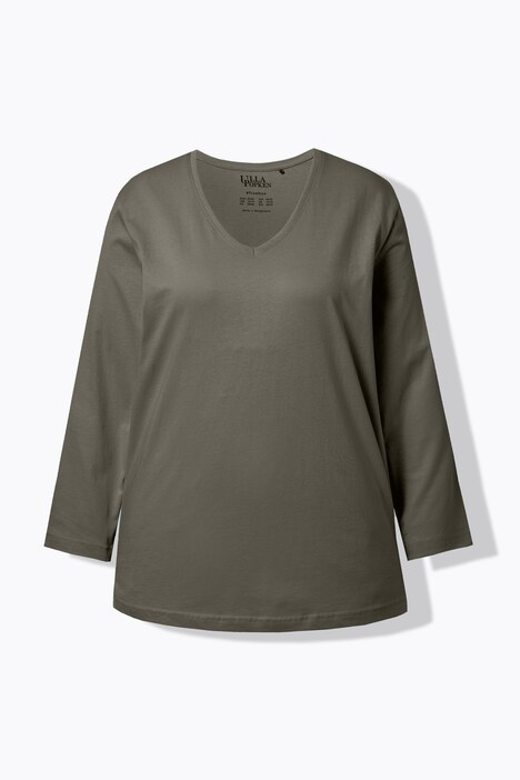 Shirt, V-hals, relaxed, lange mouw
