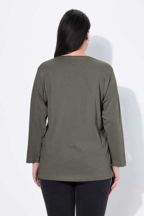 Shirt, V-hals, relaxed, lange mouw