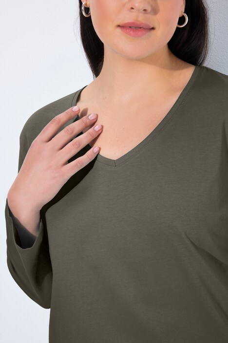 Shirt, V-hals, relaxed, lange mouw
