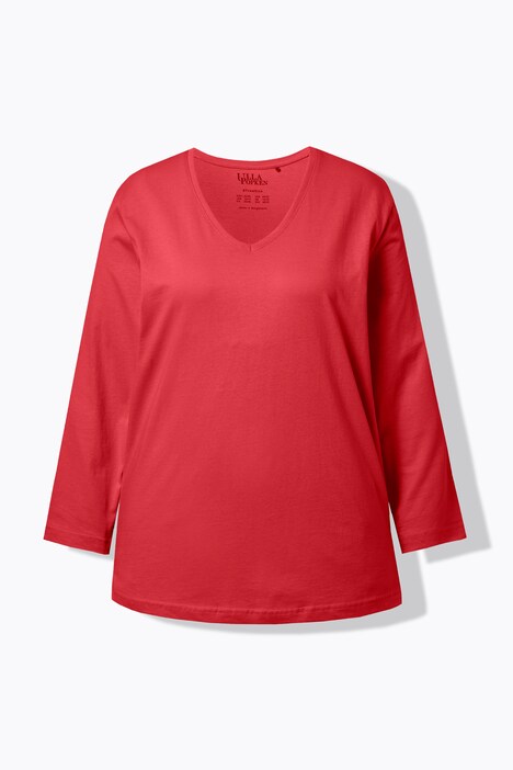 T-shirt coupe Relaxed Fit, décolleté en V et manches longues