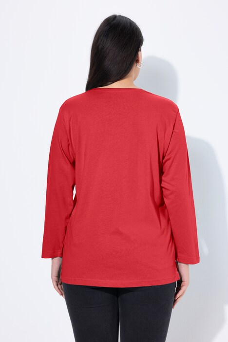 T-shirt coupe Relaxed Fit, décolleté en V et manches longues