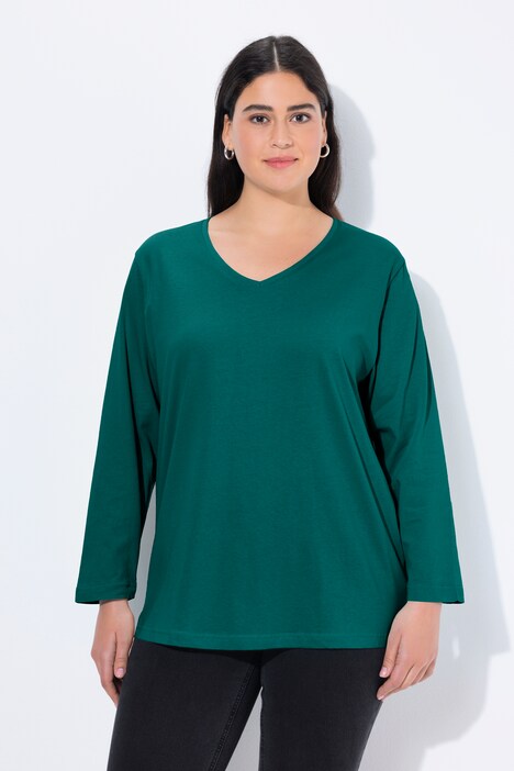 Shirt, V-hals, relaxed, lange mouw