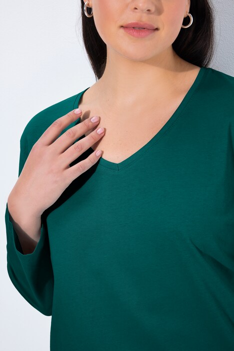 Shirt, V-hals, relaxed, lange mouw